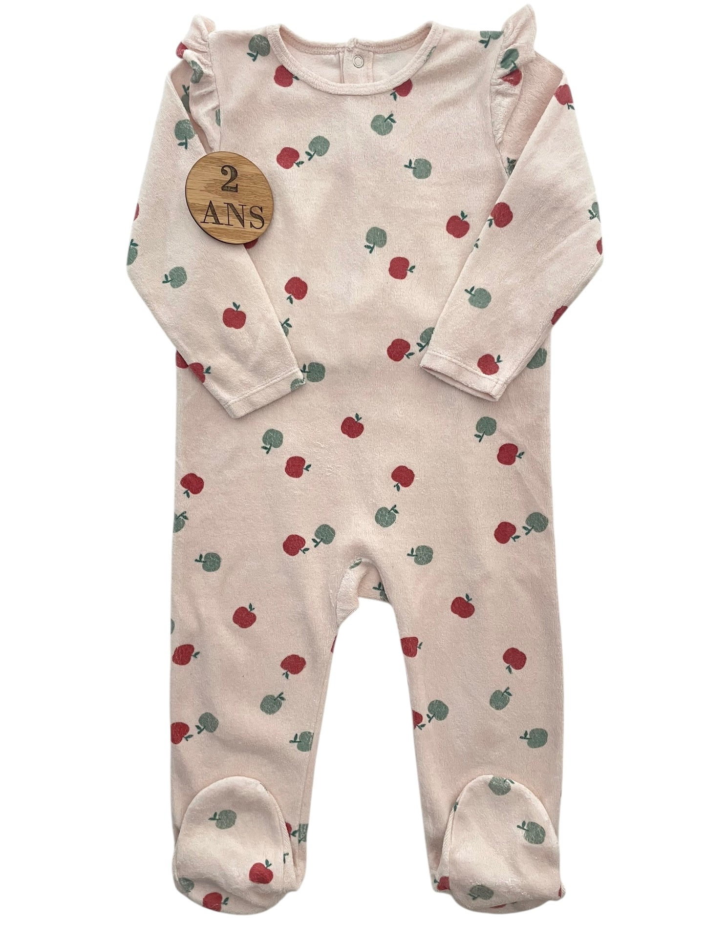 Pyjama velours, pommes, Gémo