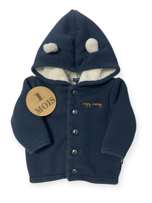 Manteau/ veste bleu-marine, fourrée, Kiabi