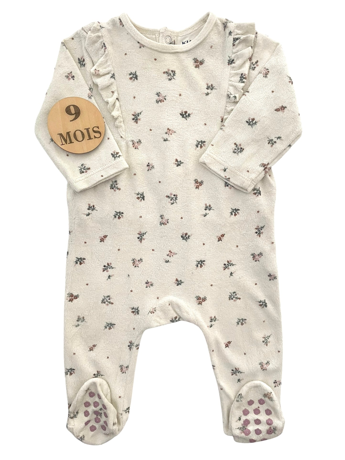 Pyjama velours crème, fleuri, Kiabi