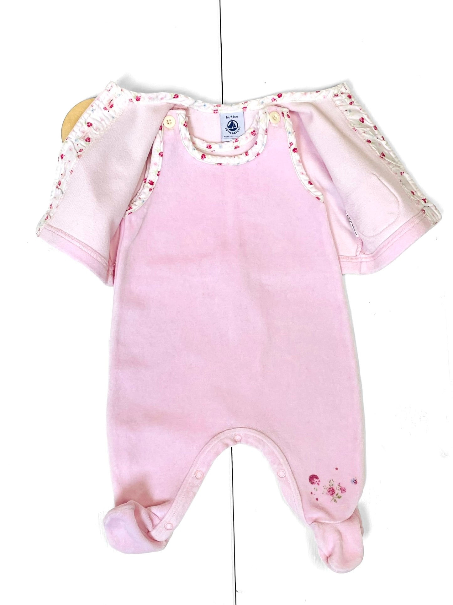 Combinaison sans manche et gilet velours, rose, Petit Bateau