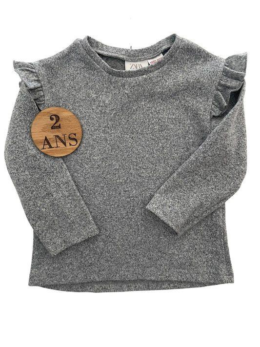 Pull fin long, gris, ZARA