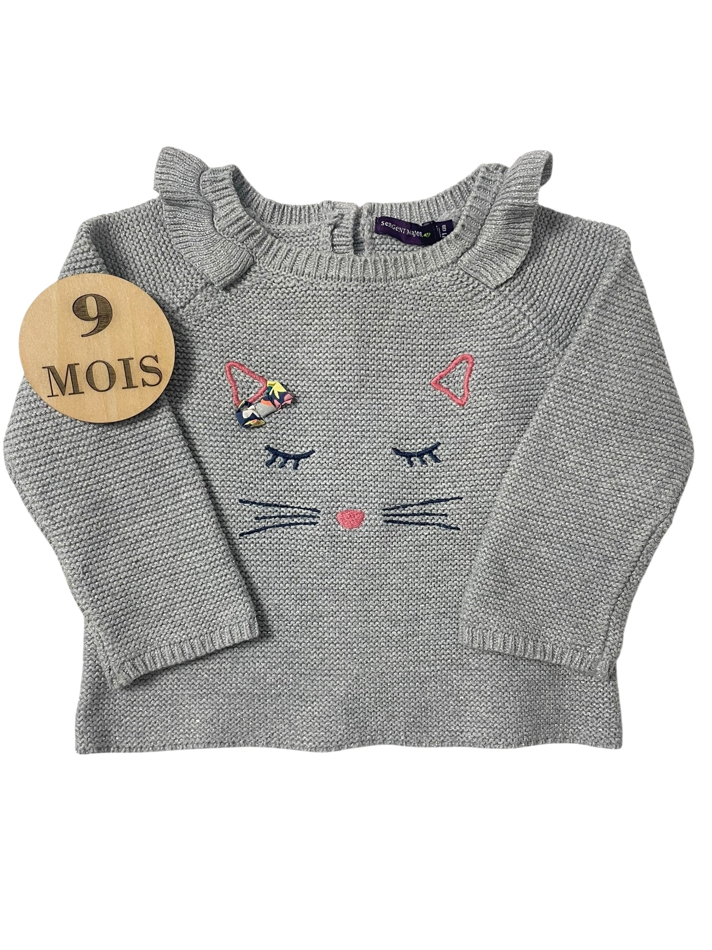 Pull en mailles, gris, pailleté, Sergent Major