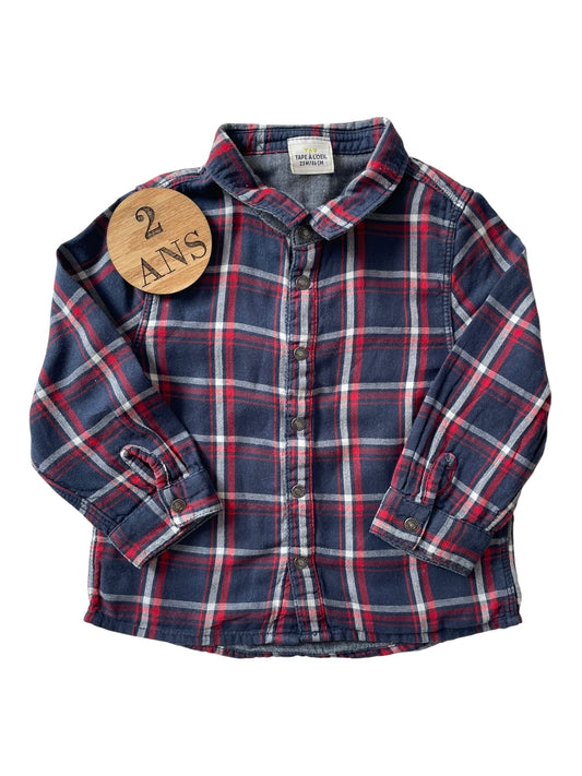 Chemise à carreaux, bleu-marine et rouge, TAO