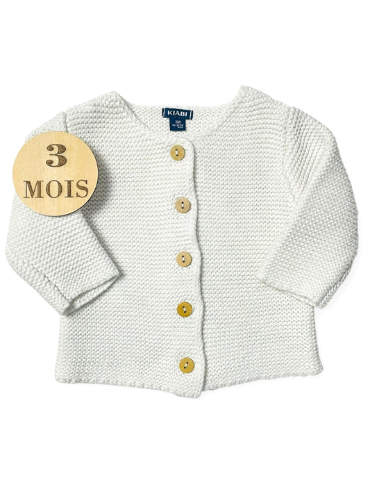 Gilet en mailles, écru, Kiabi