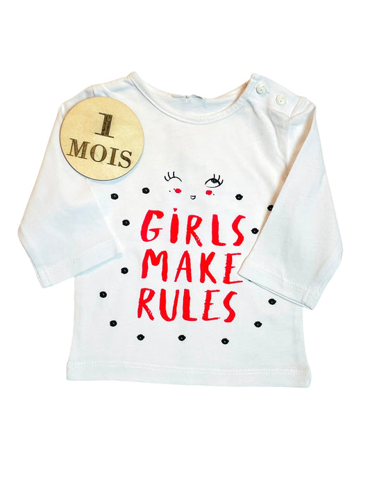 Tee-shirt blanc, girls make rules