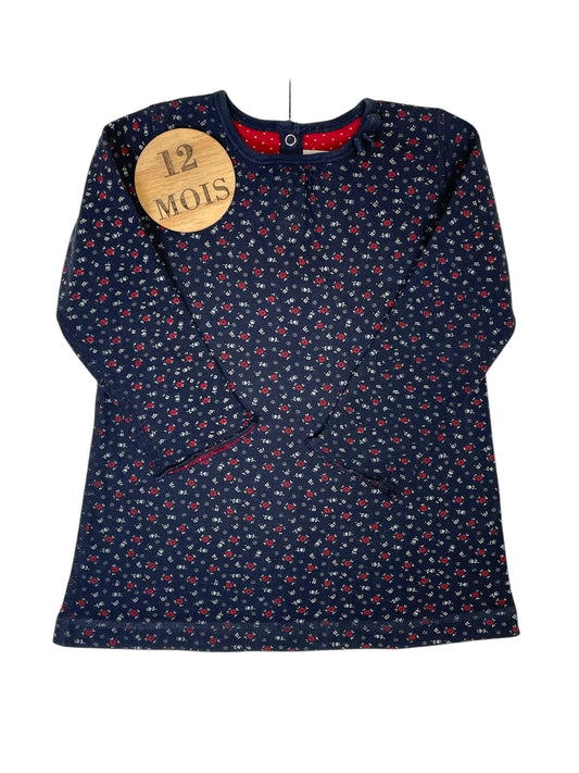 Robe / tunique, bleu-marine fleurie, Petit Bateau