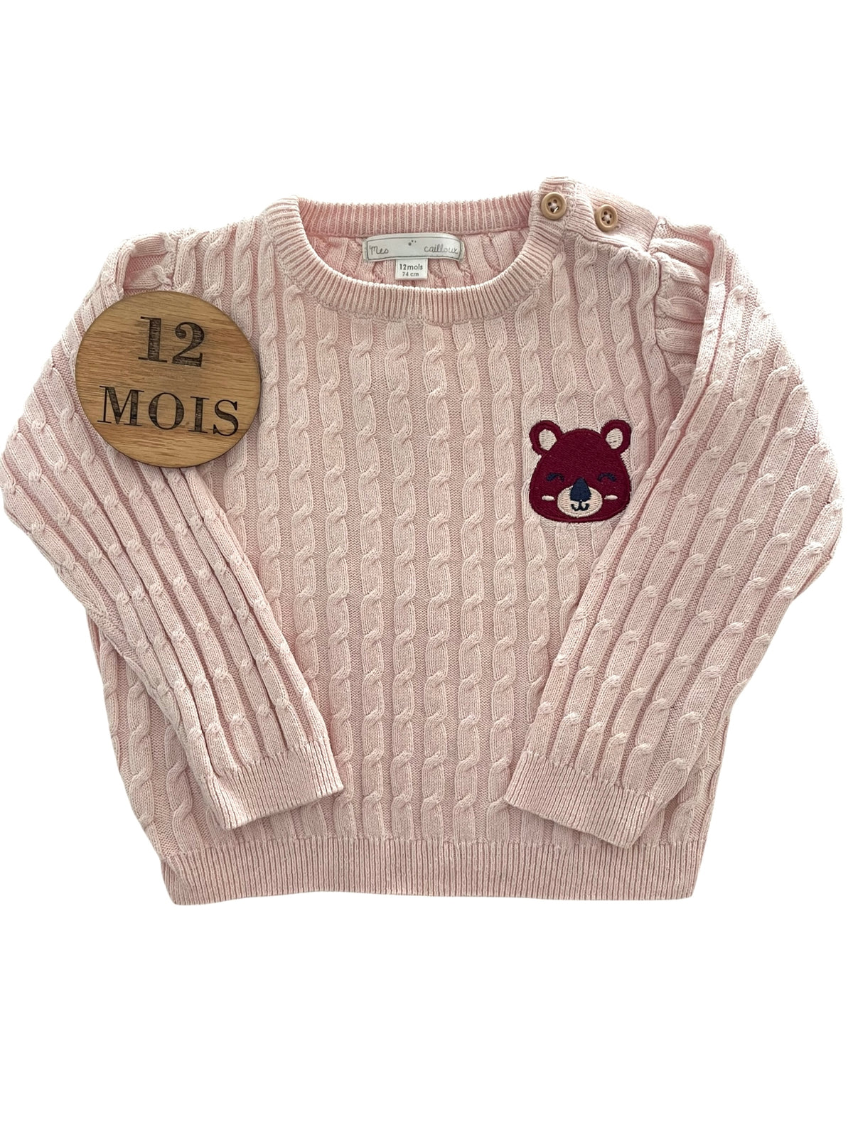 Pull en mailles, rose pâle, mes petits cailloux