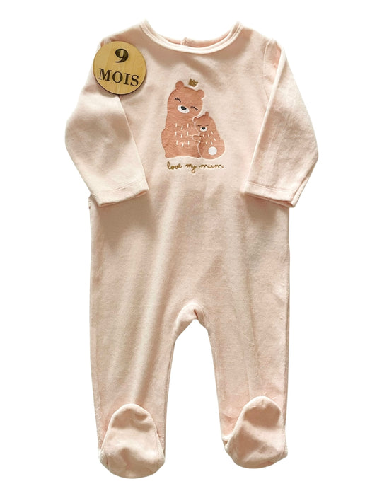 Pyjama velours, rose pâle, Gémo