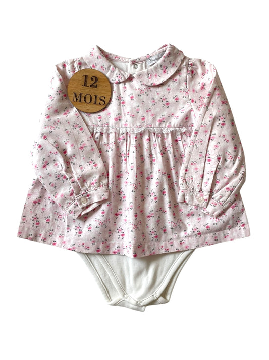 Blouse rose à col, body intégré