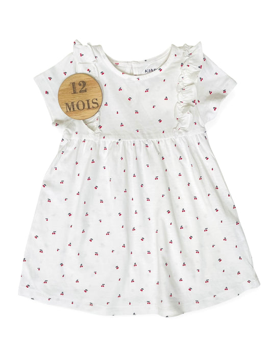 Robe fleurie, blanche, Kiabi