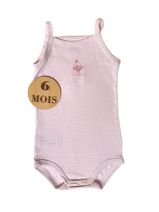 Body débardeur rayé rose, Petit Bateau