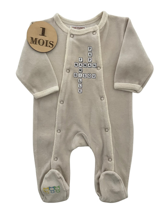 Pyjama velours gris, les chatounets