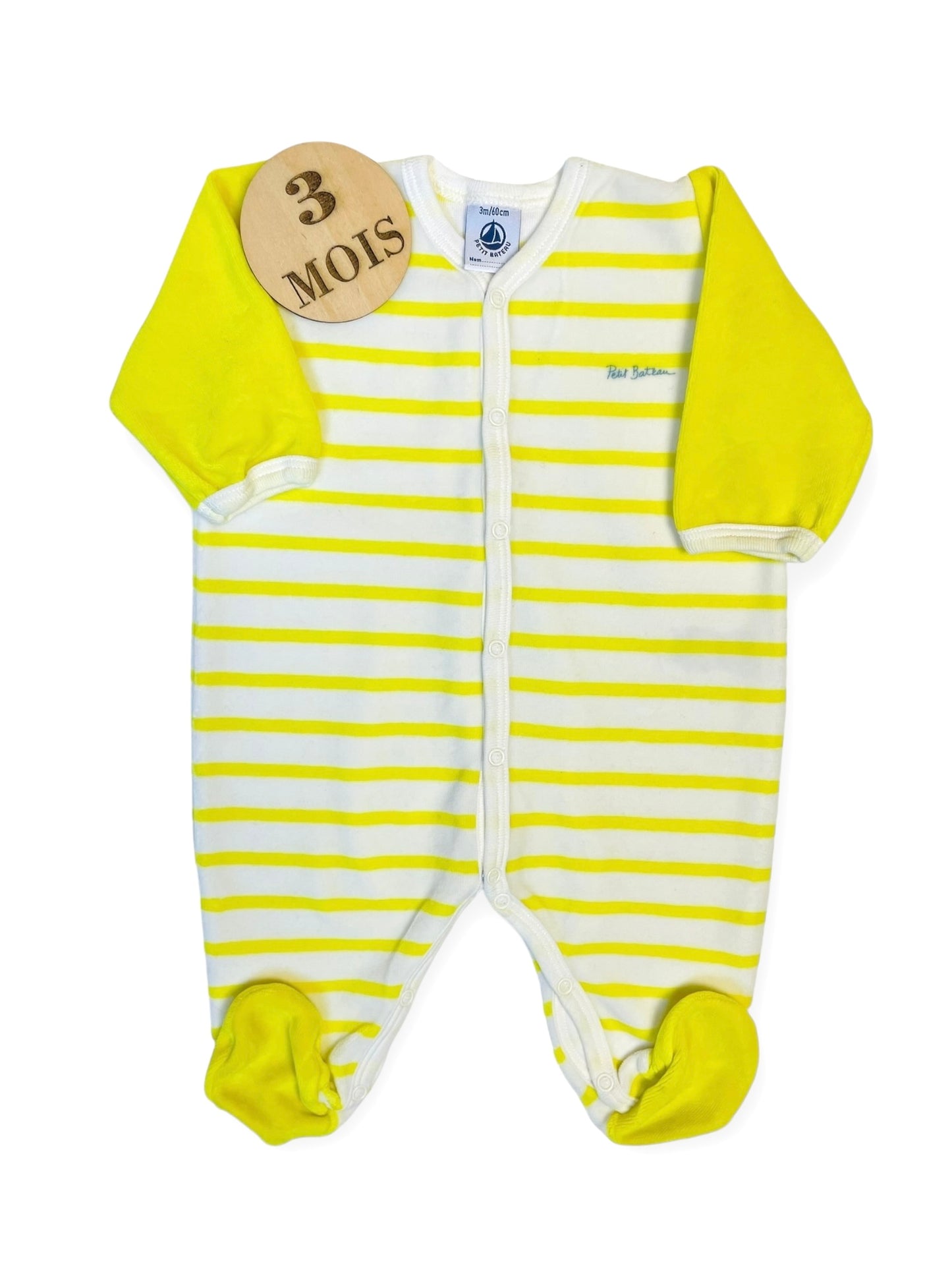 Pyjama velours, jaune et blanc, Petit Bateau