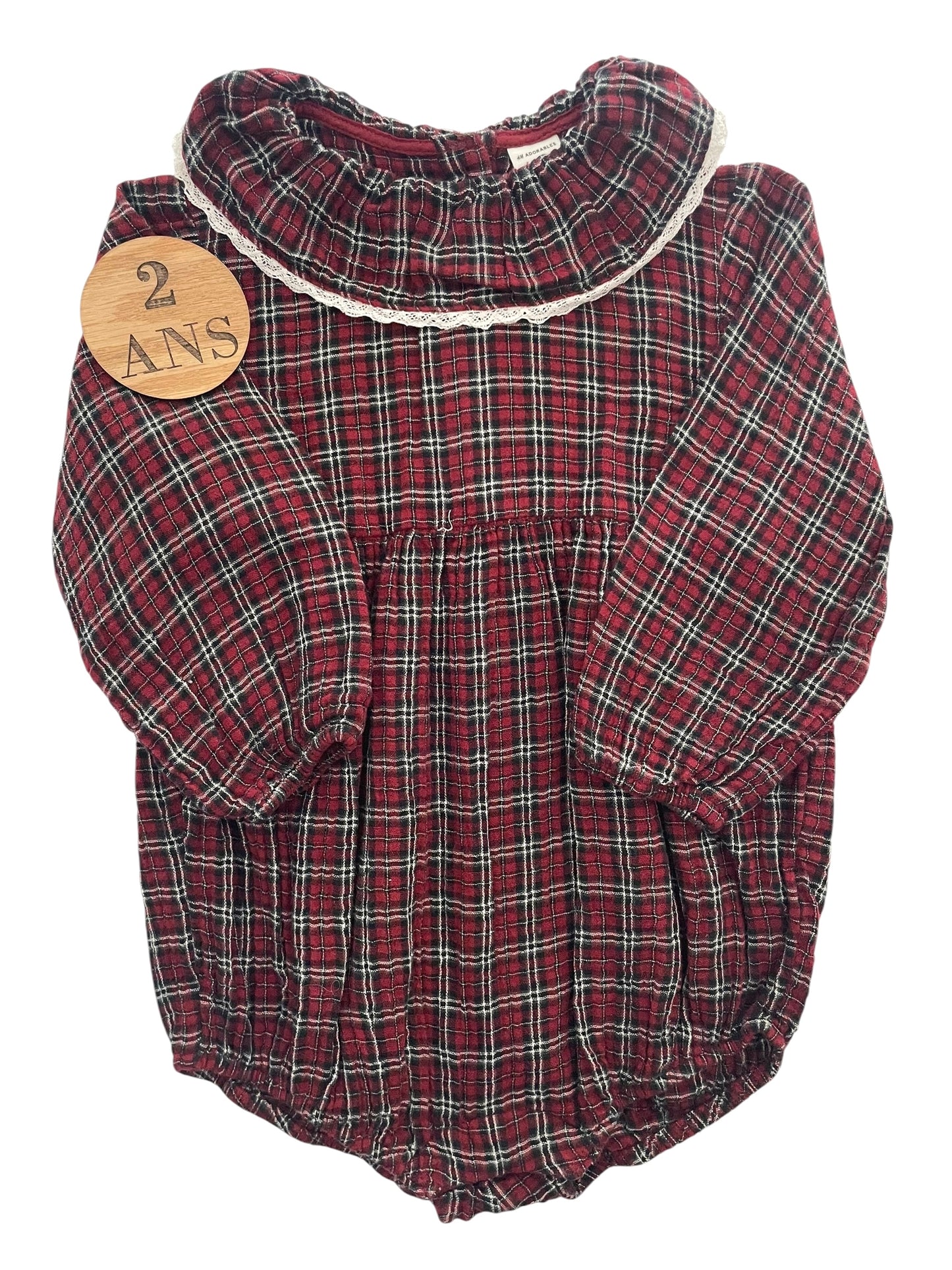 Barboteuse à col, motif écossais, H&M