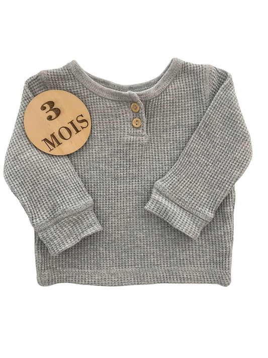 Tee-shirt gaufré, gris, H&M