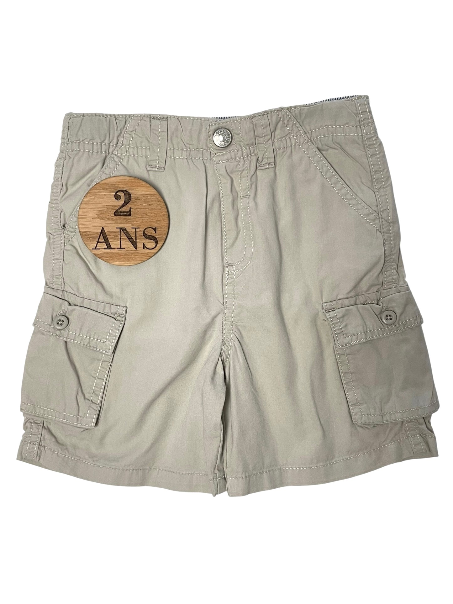 Short en toile, gris / beige, Obaïbi