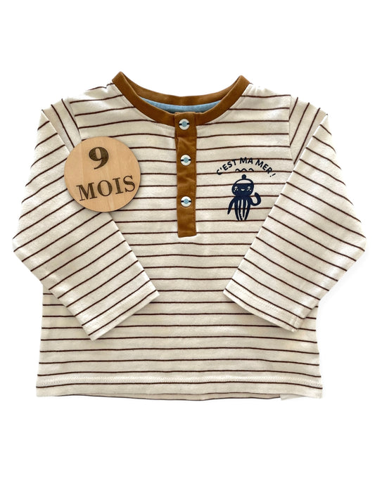 Tee-shirt rayé marron, Terre de Marin
