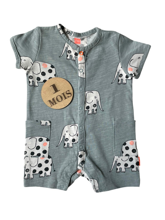 Combishort bleu-gris, éléphants, Hema
