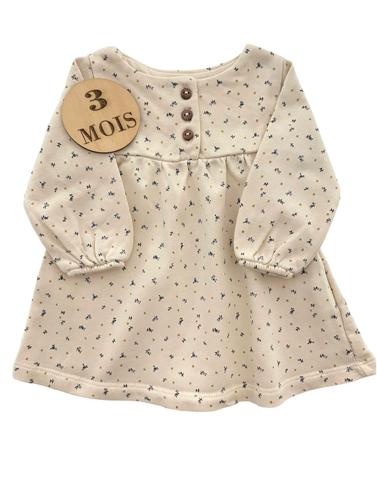 Robe molletonnée, crème fleurie, Kiabi
