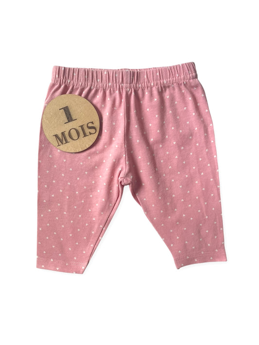 Pantalon coton, rose, cœurs