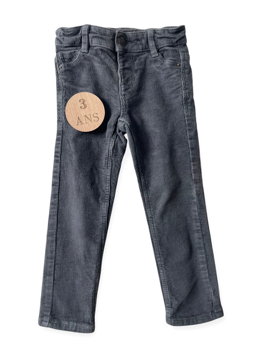 Pantalon velours côtelé gris, Kiabi