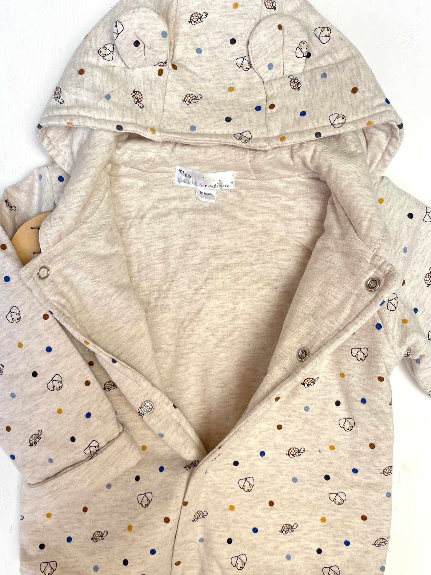 Veste a capuche gris-beige, Mes petits cailloux