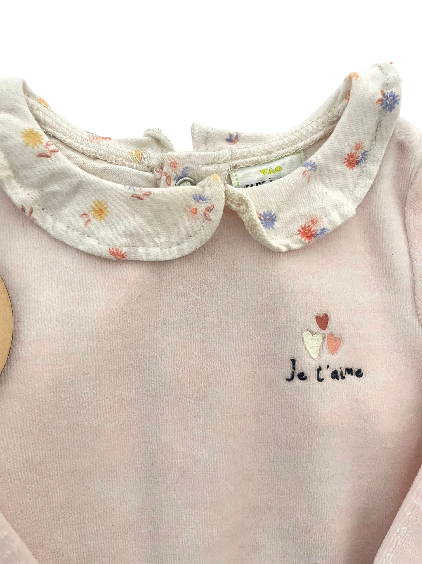 Pyjama bi-matière, rose et fleuri, TAO