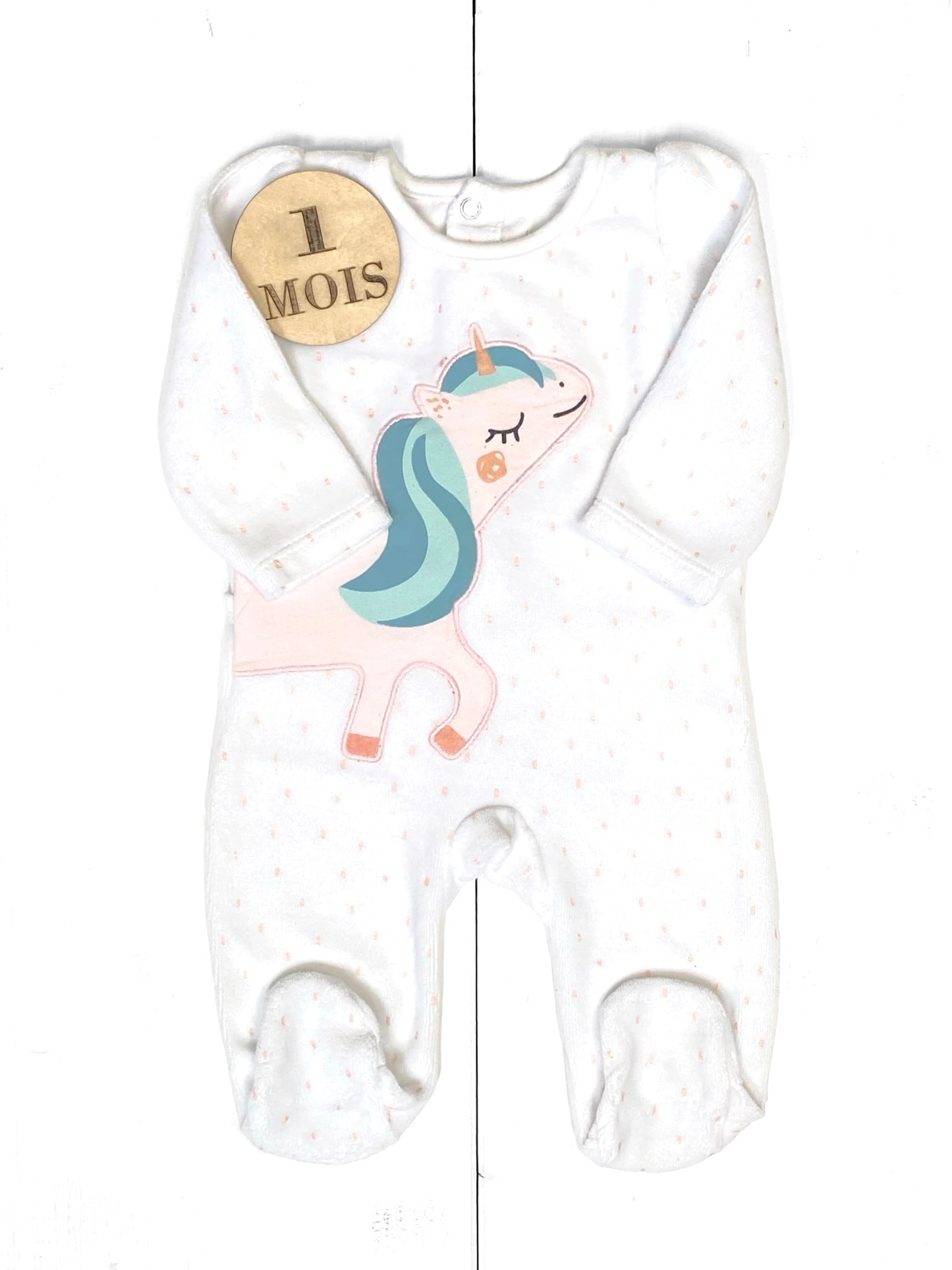 Pyjama velours blanc, licorne, In extenso