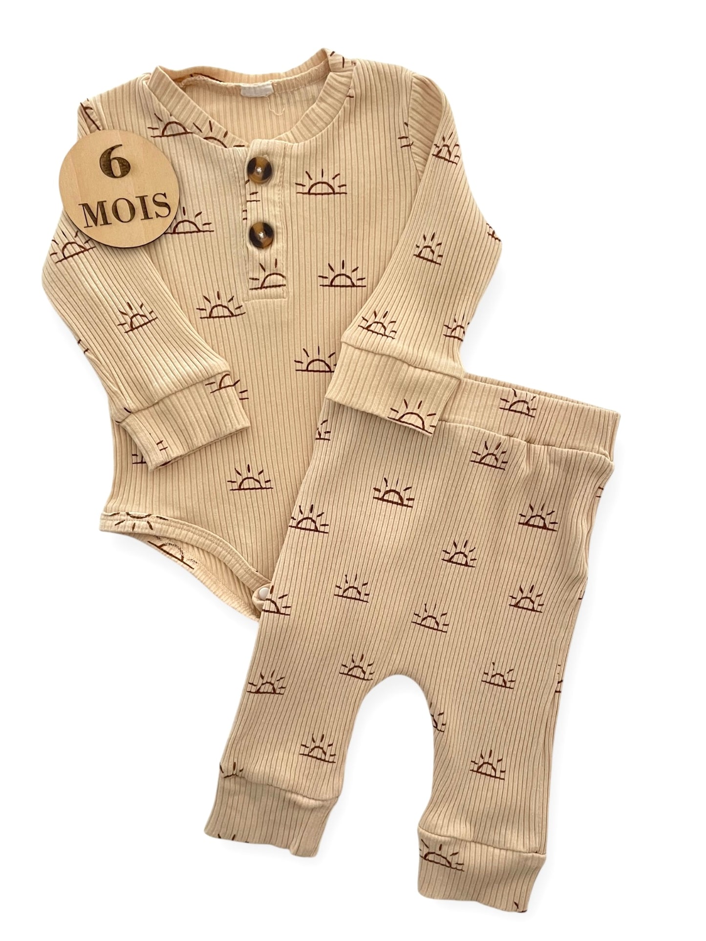 Ensemble body et legging, côtelé, beige