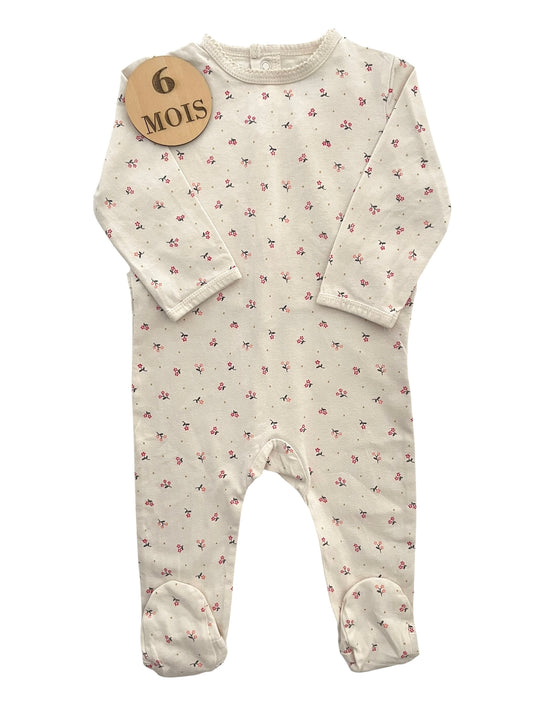 Pyjama coton, écru fleuri, Kiabi