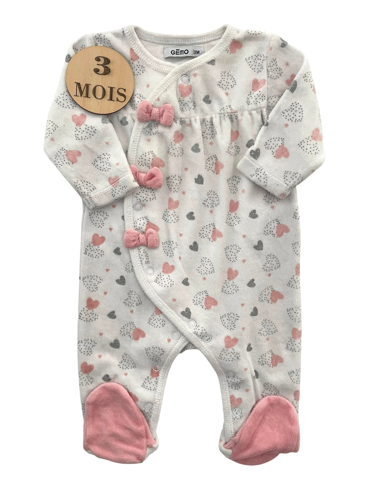 Pyjama velours, cœurs, Gémo