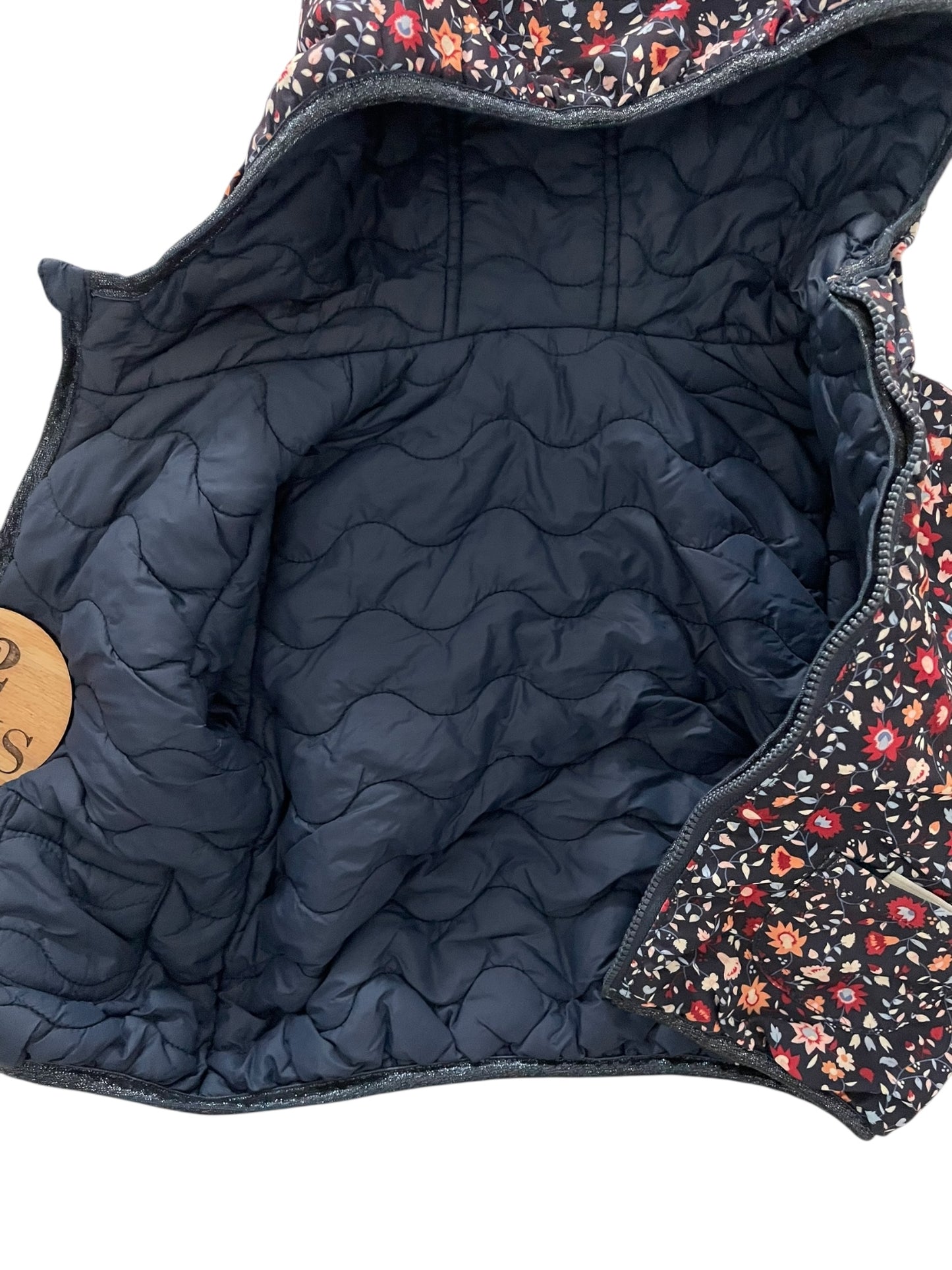 Doudoune bleue, fleurie, réversible, TAO