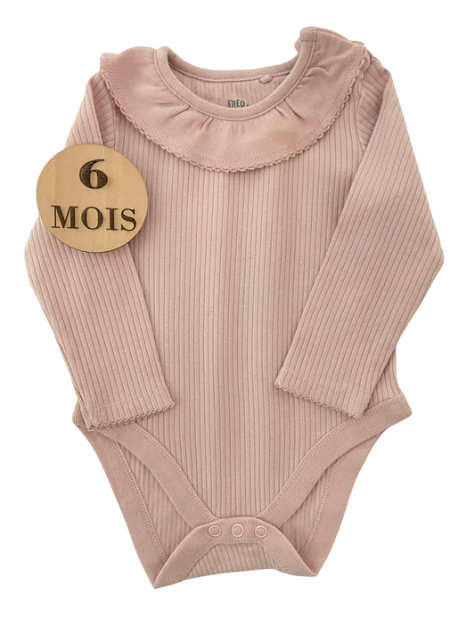 Body à col, rose poudré, Fred & Flo