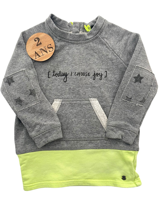 Sweat long, gris et vert, IKKS