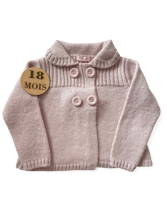 Gilet épais, rose, 50% laine, Bout’chou
