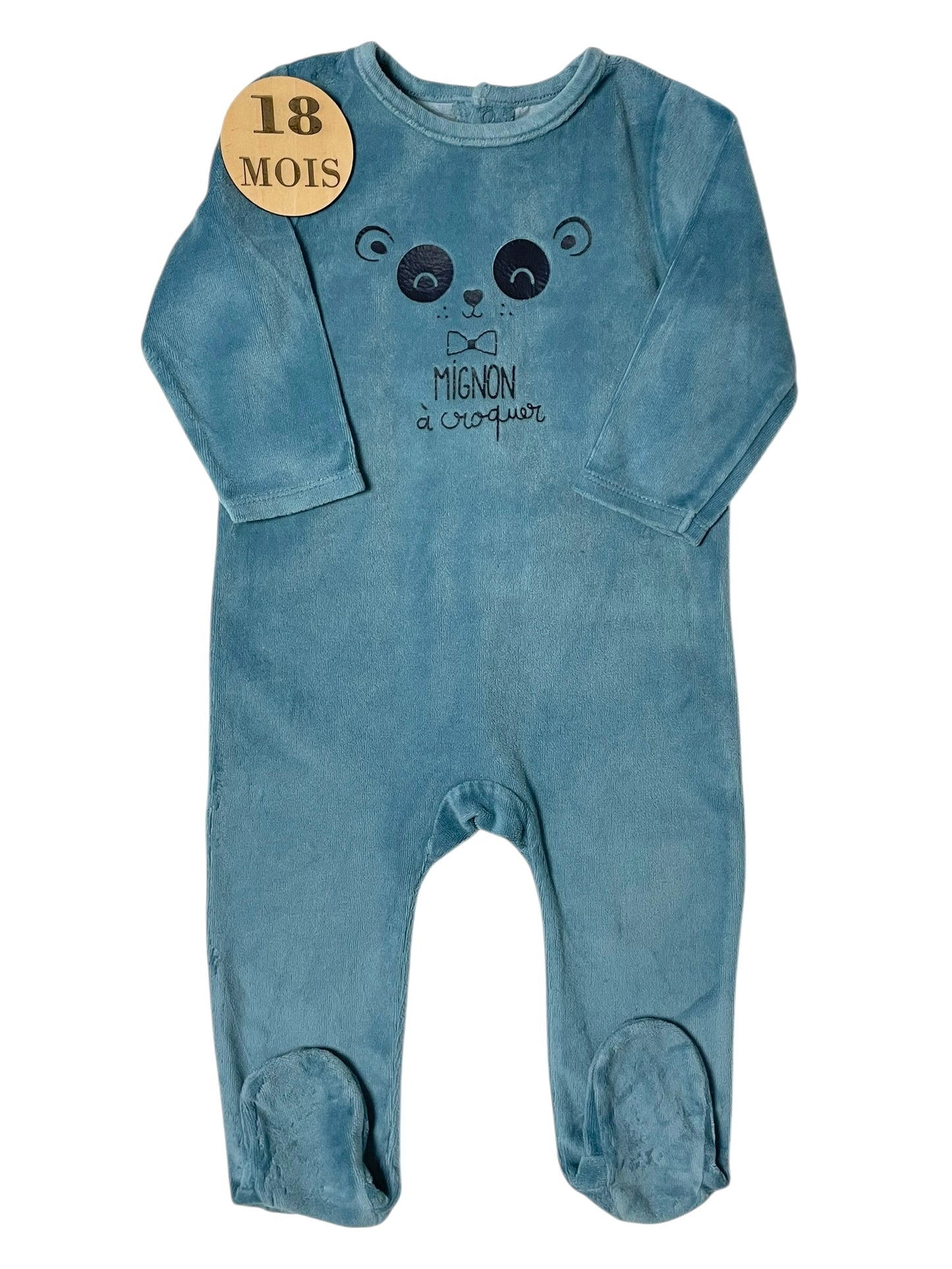 Pyjama velours, bleu, Pat & Ripaton