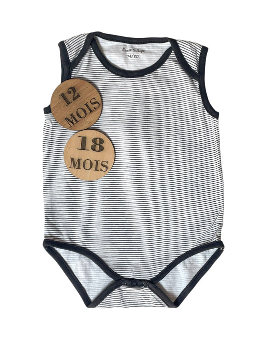 Body rayé gris et blanc, Sweet and soft