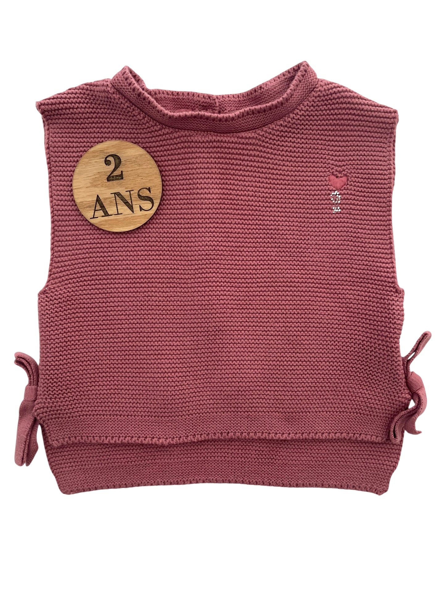 Pull sans manche, crochet, vieux rose, Week-end à la mer