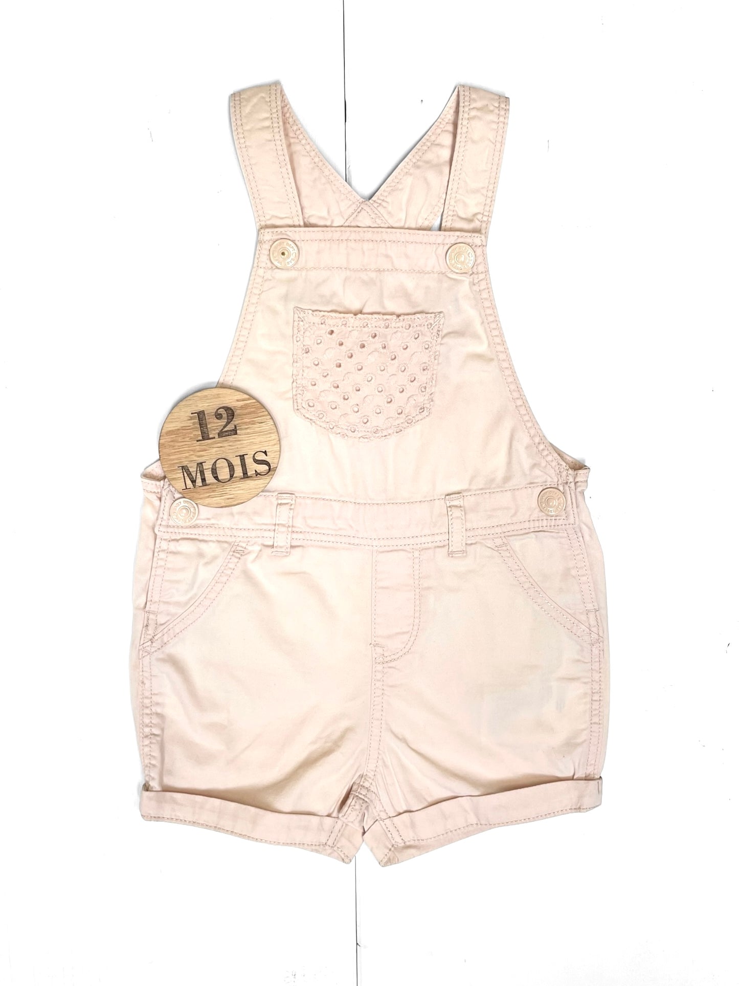 Salopette short en toile, rose pâle, H&M