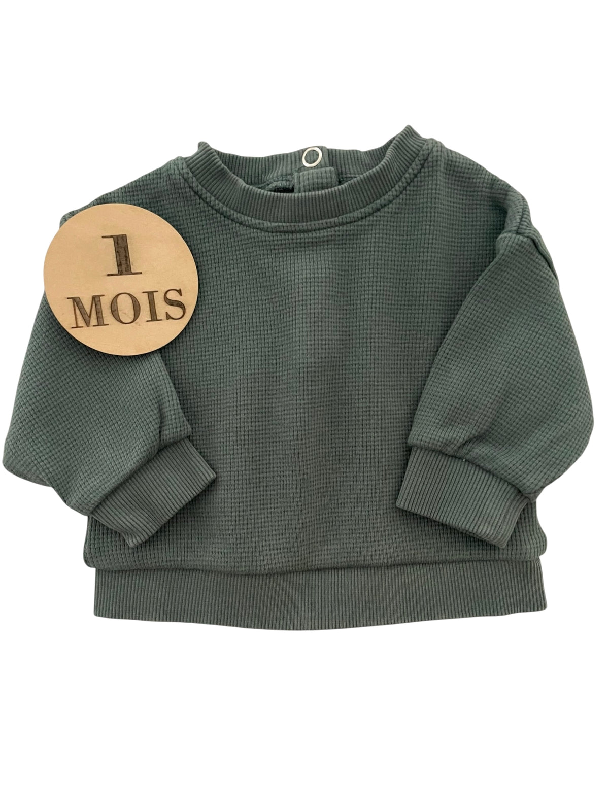Sweat gaufré, vert foncé, Kiabi