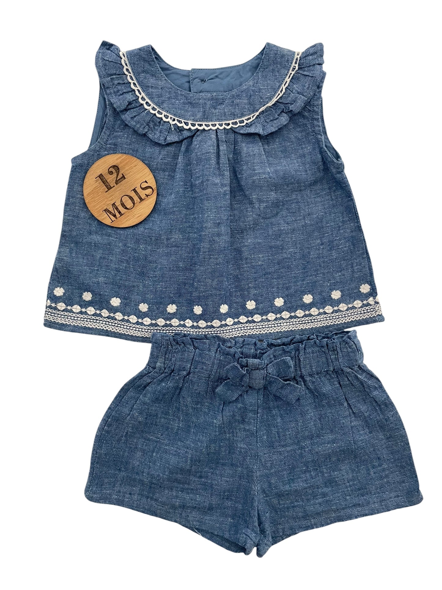 Ensemble blouse et short, couleur jean, Mayoral