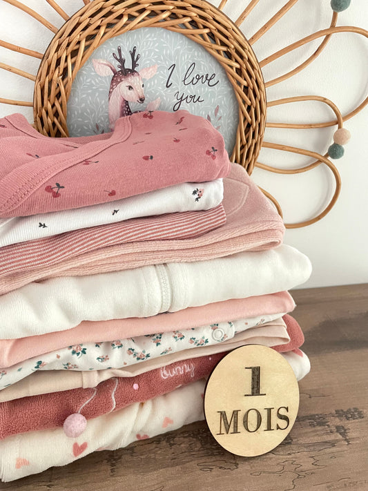 Box 10 pièces, rose, 1 mois