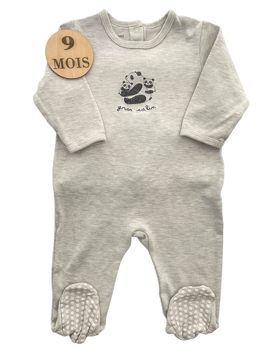 Pyjama coton gris, pandas, Vertbaudet