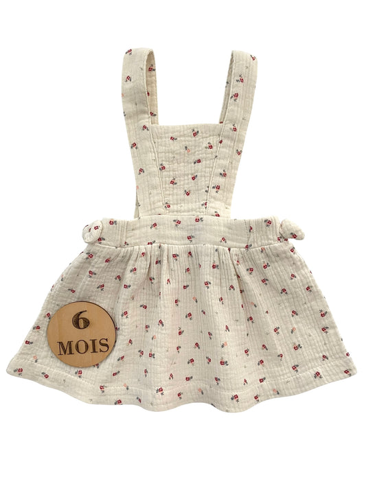 Robe salopette gaze de coton, fleurie, Kiabi