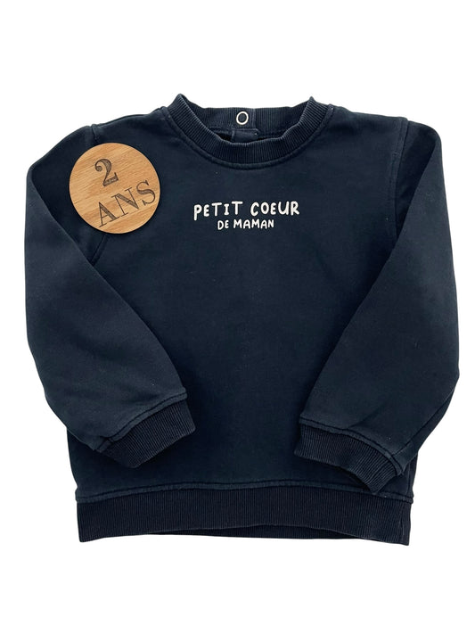 Sweat bleu-nuit, petit cœur, Kiabi