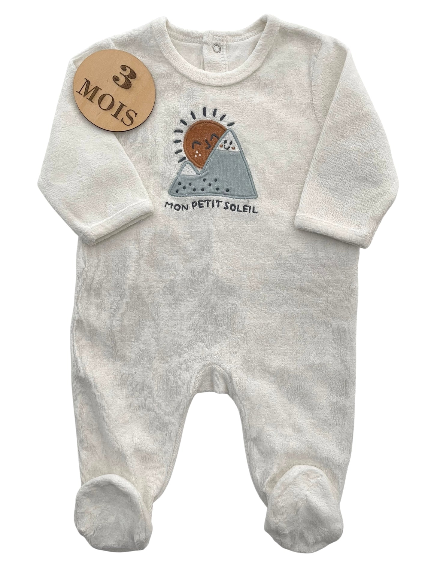 Pyjama velours, écru , Vertbaudet