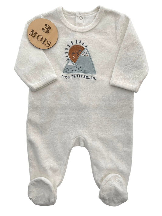Pyjama velours, écru , Vertbaudet
