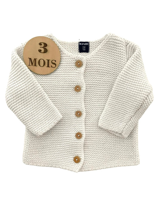 Gilet point mousse, blanc, Kiabi