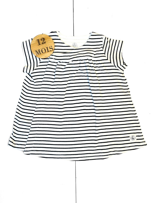 Robe cache-cœur, rayée, Petit Bateau