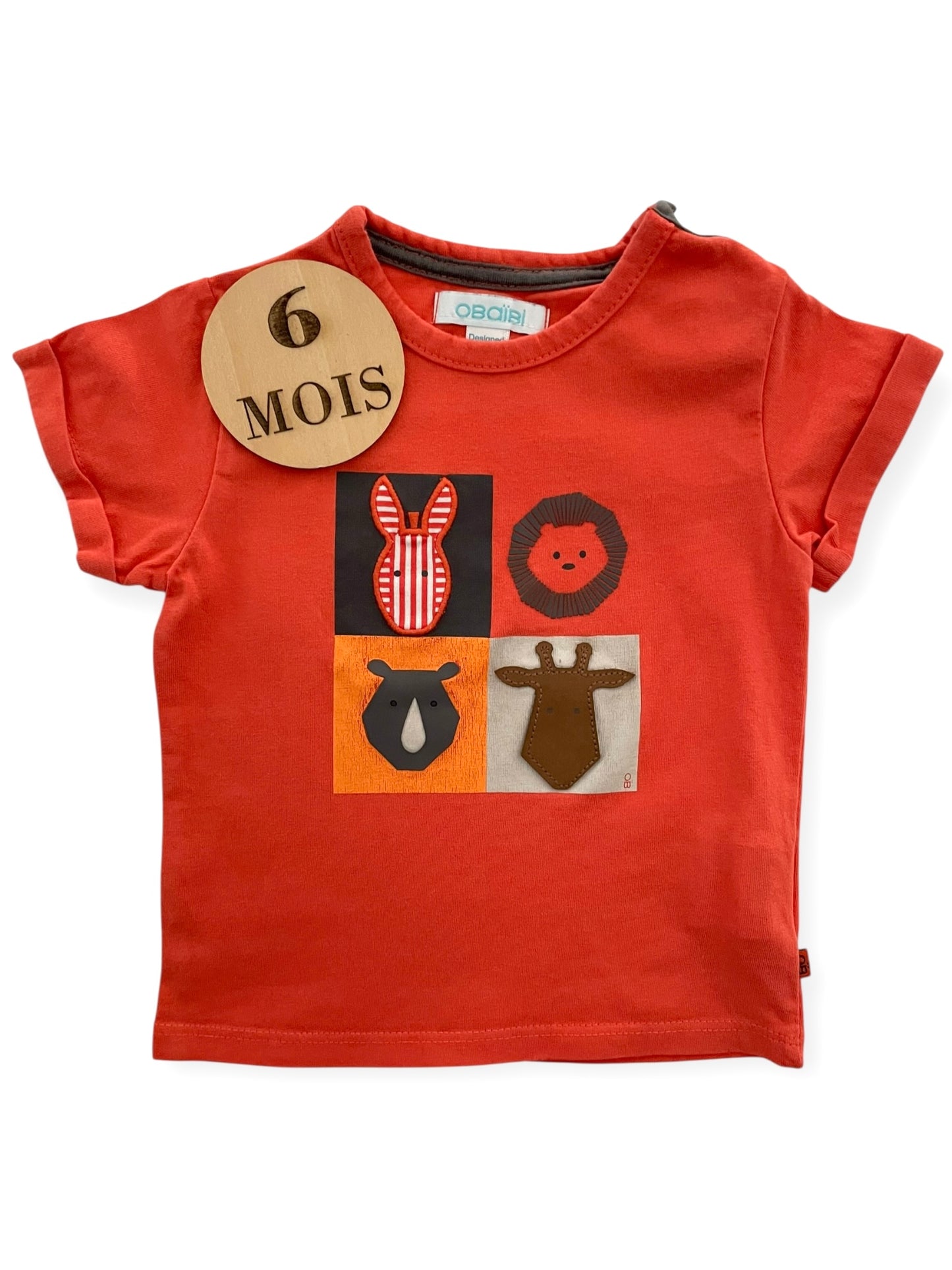 Tee-shirt orange, animaux, Obaïbi
